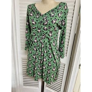 Boden Faux Wrap Dress Size 8/8P Green Retro Clover Stretch Jersey Knit Petite EC